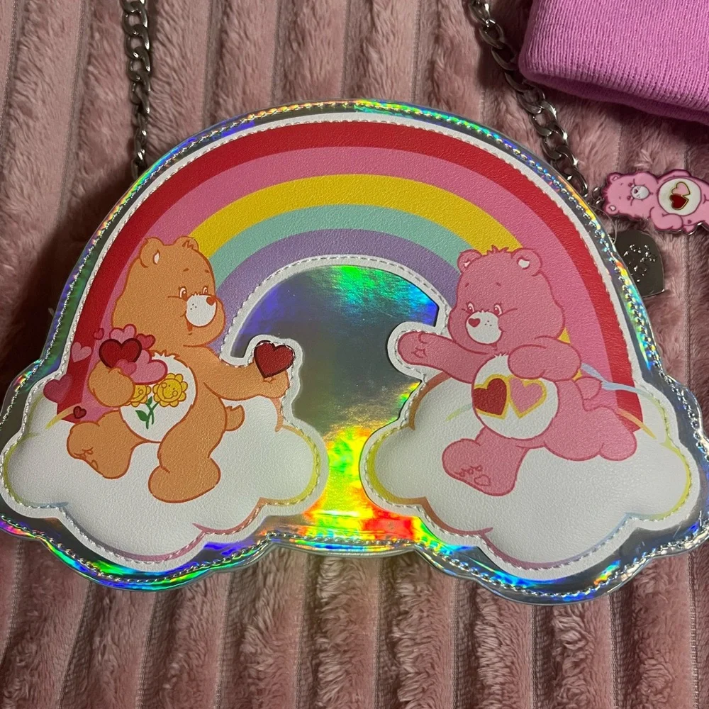 Care Bears Pink Beanie and Rainbow Bag Set - Picture 2 of 5